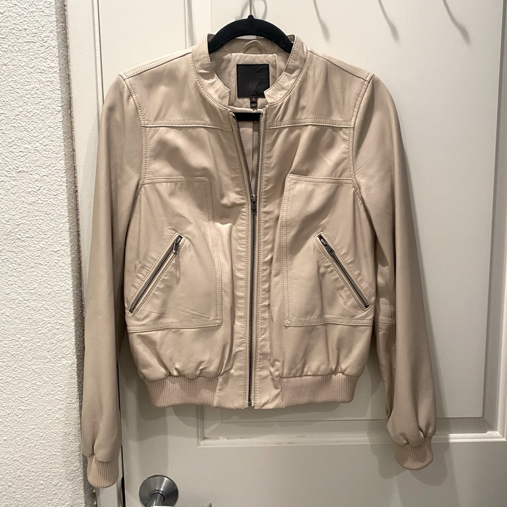 Beige Leather Joie Jacket